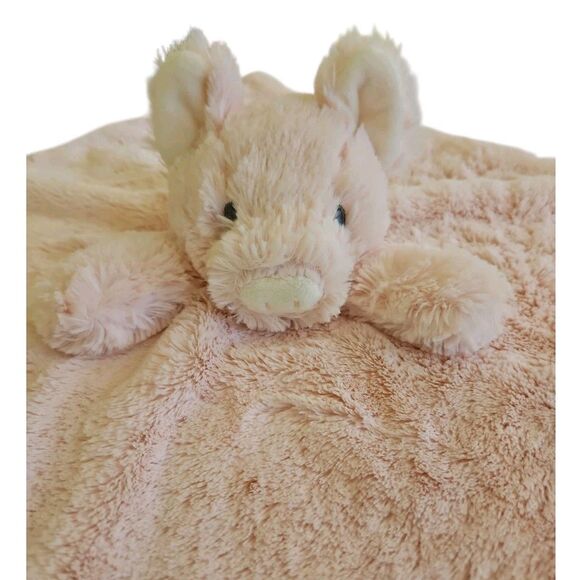 Kellytoy K Luxe Pink Pig Cream 14” Lovey Security Blanket Rattle Plush - Picture 3 of 5